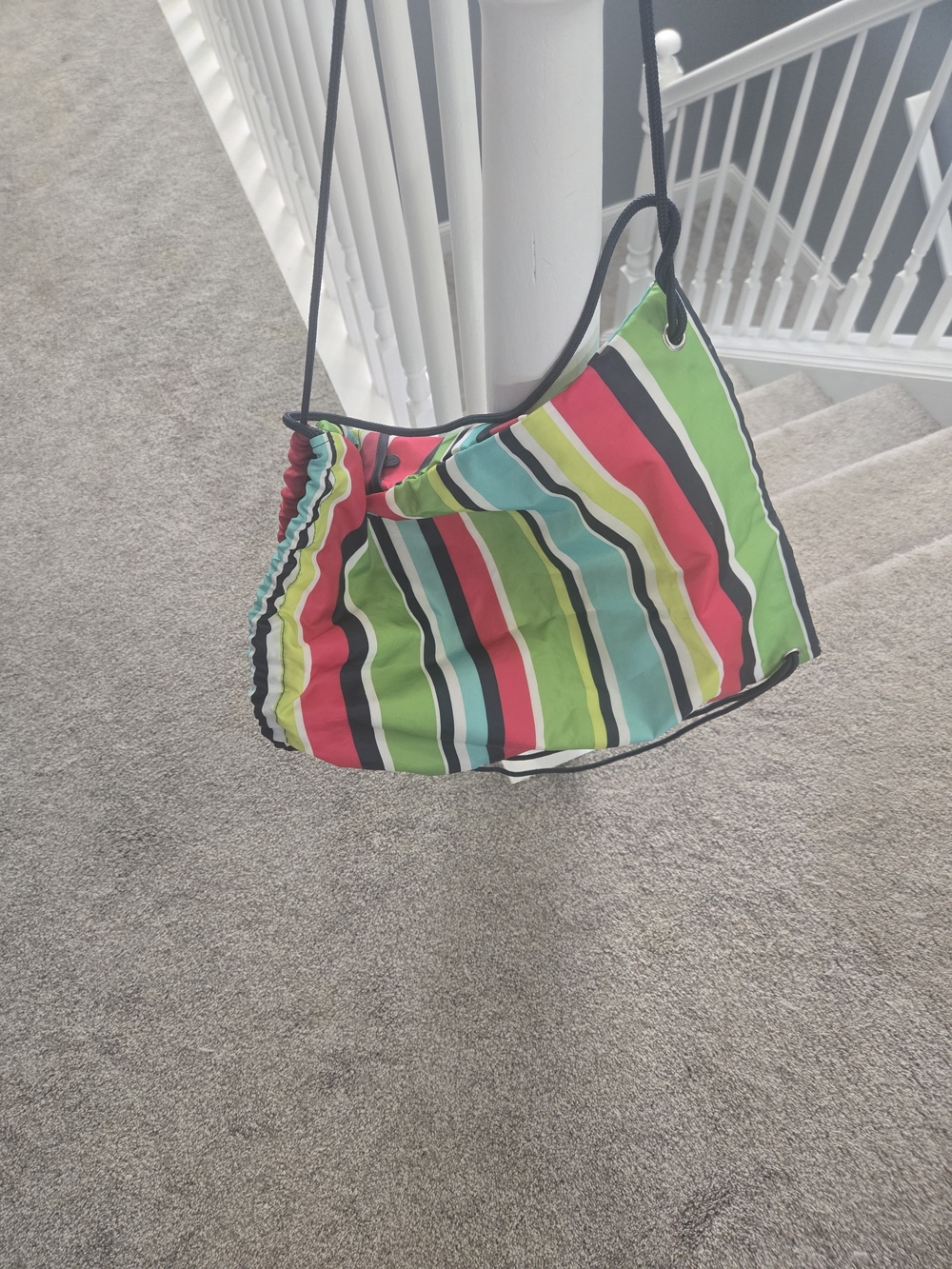 thirty-one Striped Shoulder Bag in Green and Pink